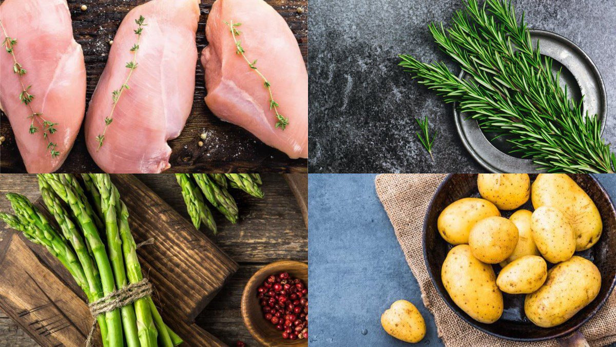 Ingredients for grilled chicken breast dish