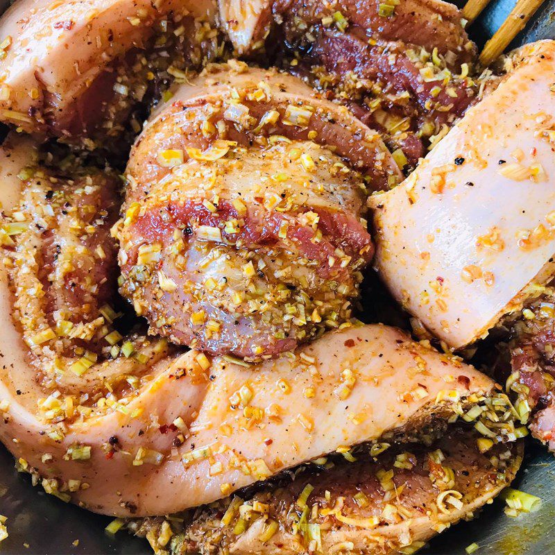Step 2 Marinate the meat Crispy fried pork belly