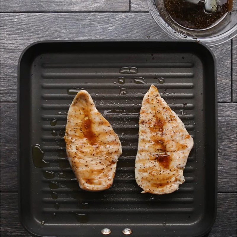 Step 4 Marinate and sear the chicken breast Grilled peach salad