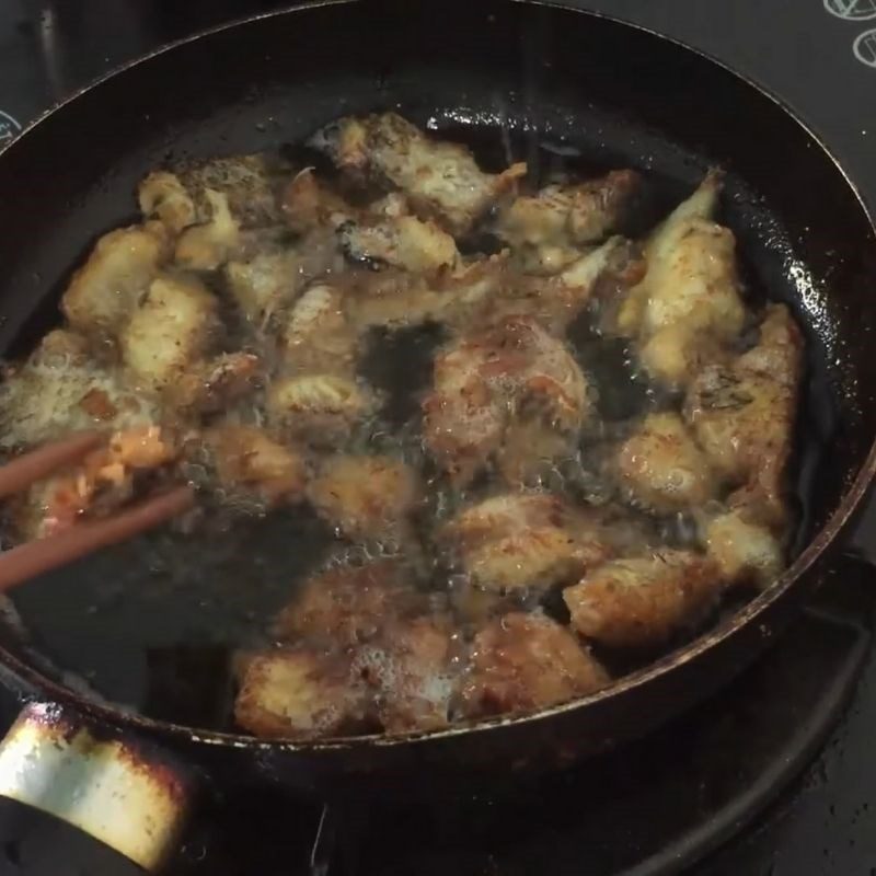 Step 4 Marinate and fry the fish Catfish cake