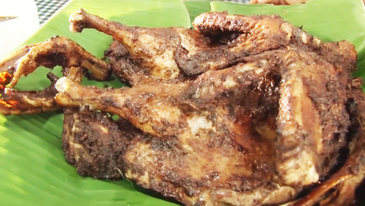 Grilled duck with mac mat leaves