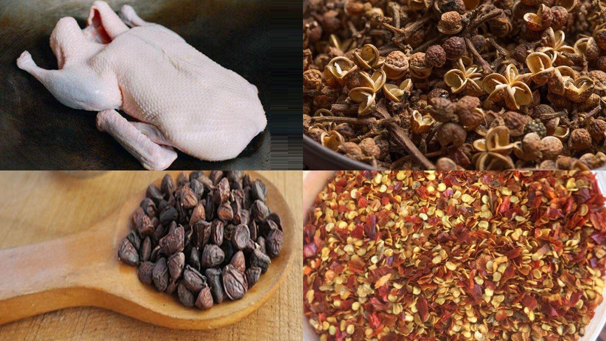 Ingredients for grilled duck with Mac Mat leaves