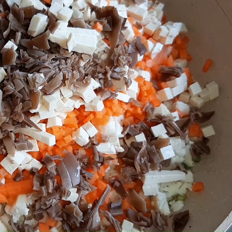 Step 1 Stir-fry vegetable filling for vegetarian spring rolls with tamarind sauce