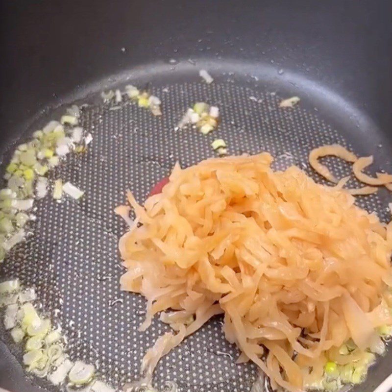 Step 4 Sautéed pickled mustard greens Vegetarian sticky rice (Recipe shared by Tiktok Vegetarian Kitchen XANH)