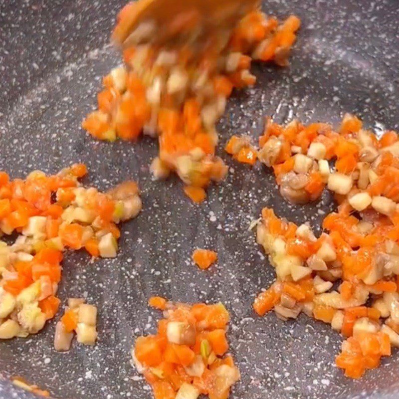 Step 2 Stir-fry the mushroom tofu filling (Recipe shared by Tiktok Vegetarian Kitchen XANH)