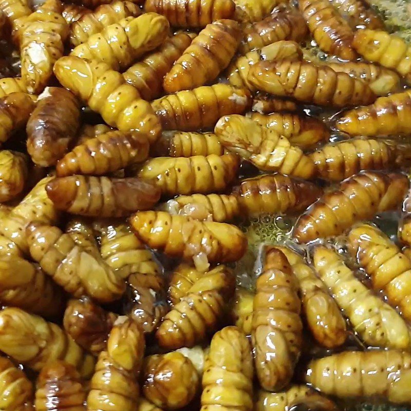 Step 3 Stir-fry the larvae Garlic butter fried larvae