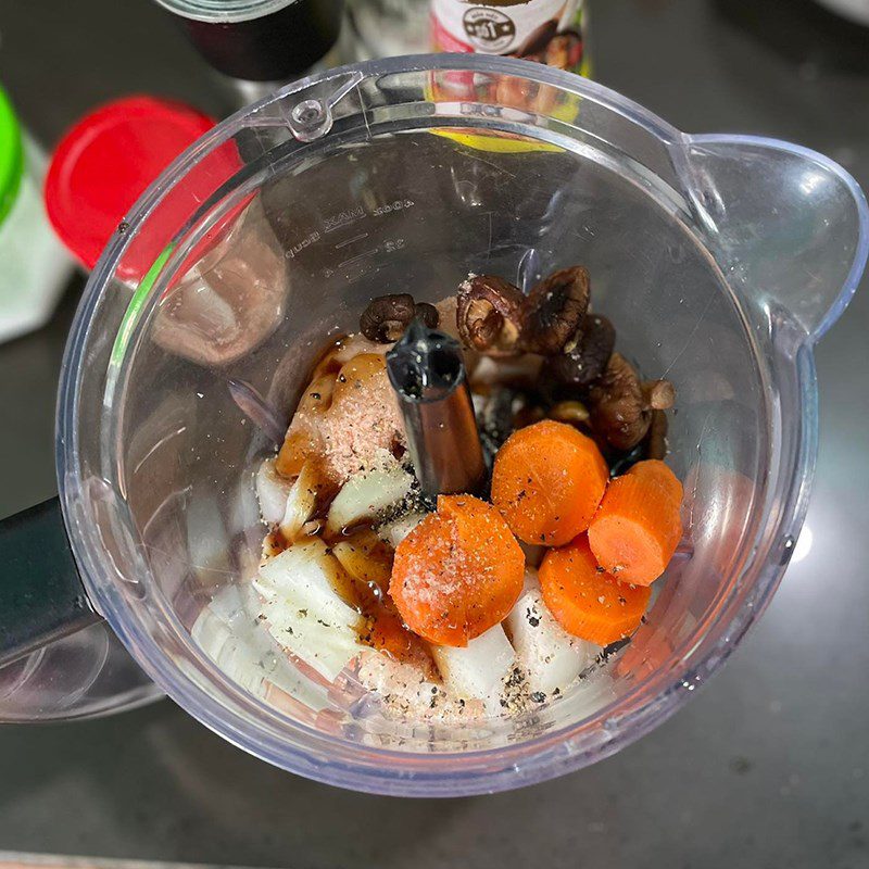 Step 2 Grind chicken and ingredients for Chicken Mushroom Sausage