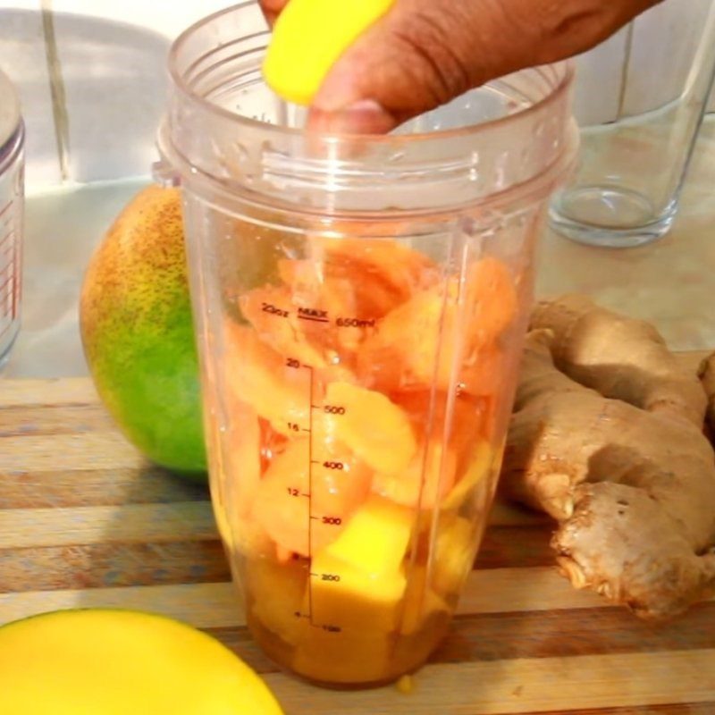 Step 2 Blend Mango with Carrot and Ginger for Mango Carrot Juice