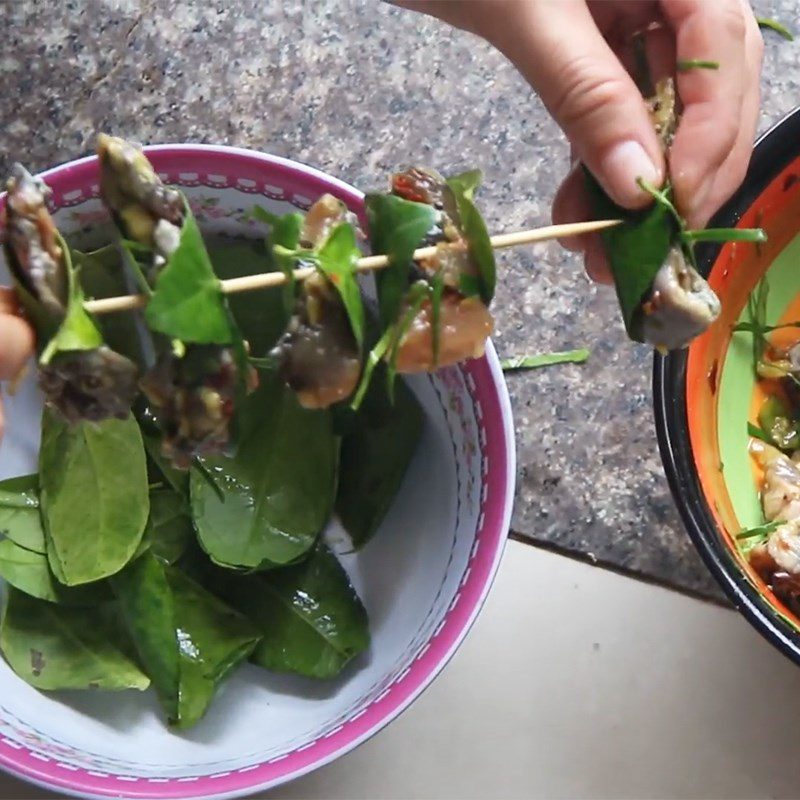 Step 3 Skewering Chicken Grilled Chicken with Lime Leaves and Green Onions