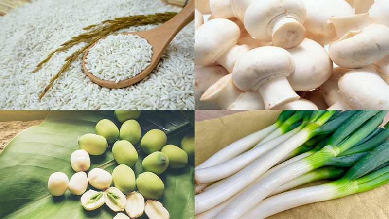 Ingredients for salty vegetarian sticky rice dish