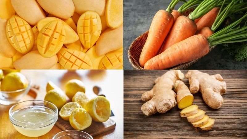Ingredients for mango juice dish
