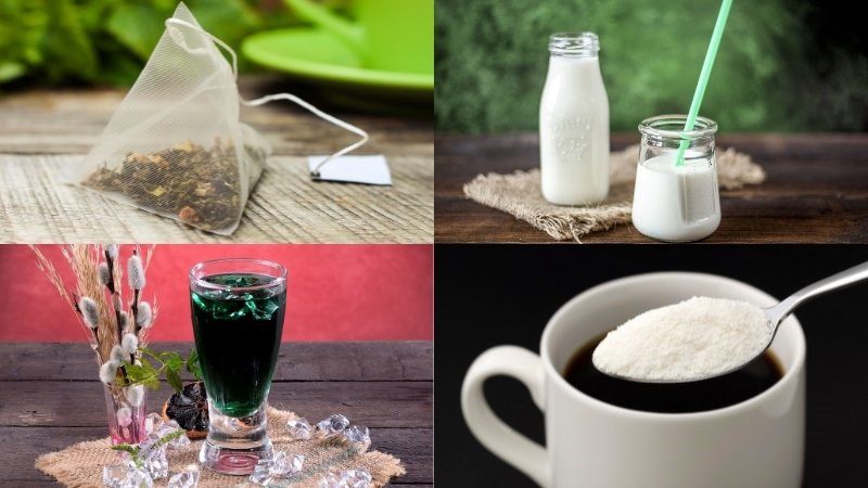 Ingredients for peppermint milk tea