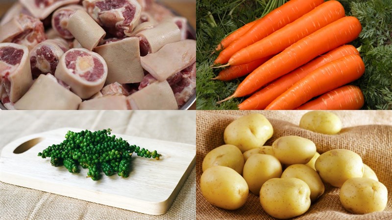 Ingredients for the dish of braised oxtail with green pepper