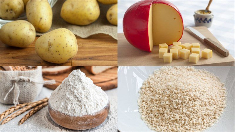 Ingredients for cheese-stuffed potato cake
