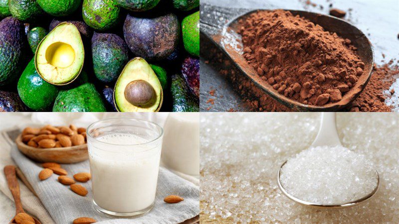 Ingredients for Avocado Cocoa Smoothie