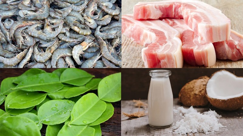 Ingredients for fried shrimp cake Thai style