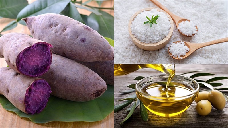 Ingredients for dried purple sweet potatoes using an air fryer