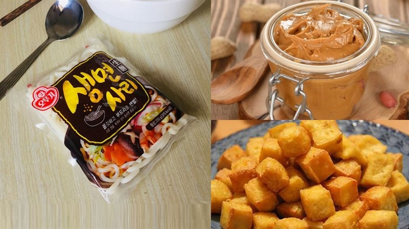 Ingredients for Udon noodles with peanut butter sauce
