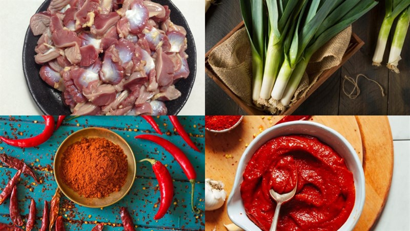 Ingredients for spicy stir-fried chicken gizzards