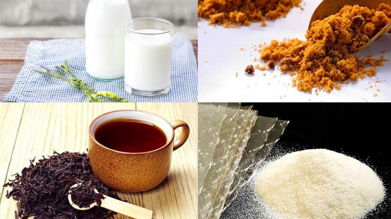 Ingredients for caramel milk tea dish