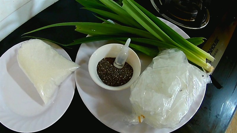 Ingredients for fruit coconut jelly with chia seeds