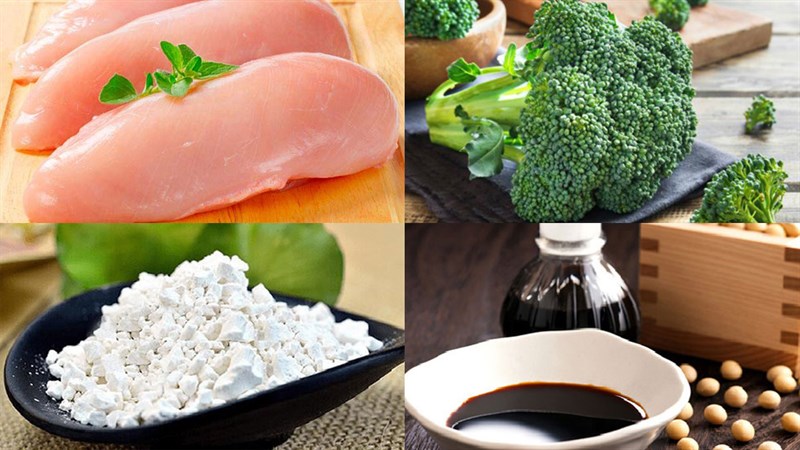 Ingredients for the dish 2 ways to make stir-fried broccoli with chicken and stir-fried tofu