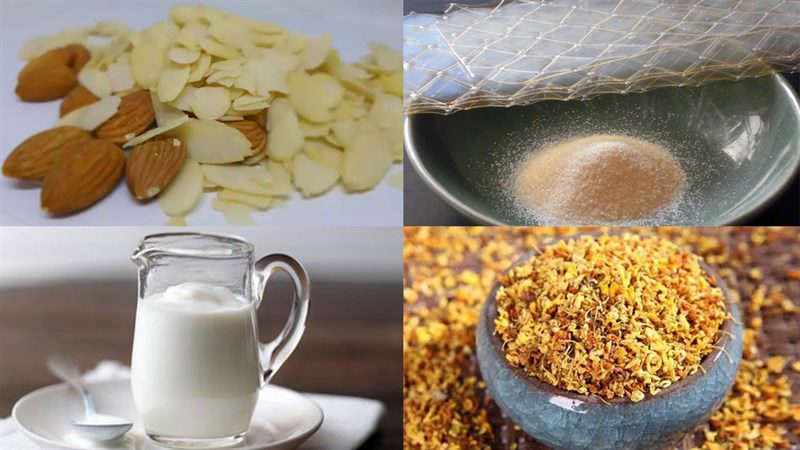 Ingredients for making almond tofu and chickpea tofu
