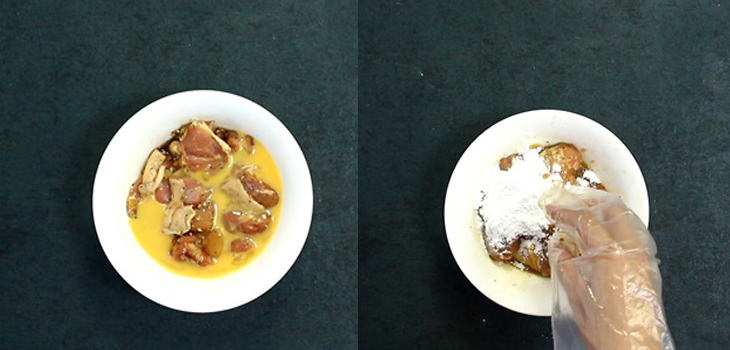 Step 2 Dip in flour and fry the chicken Cheese Sauce Fried Chicken