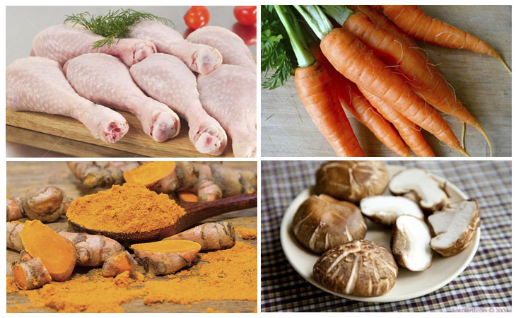 Ingredients for the dish 2 ways to make lemongrass and turmeric chicken