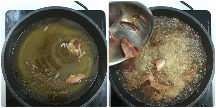 Step 2 Fry chicken gizzards Fried chicken gizzards with fish sauce