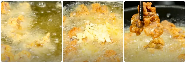 Step 2 Frying chicken gizzards Fried chicken gizzards with garlic
