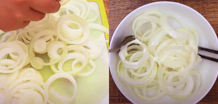 Step 2 Cut onion Crispy spicy onion snack