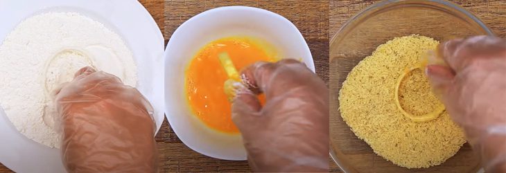 Step 3 Dip the onion in breadcrumbs Crispy spicy onion snack