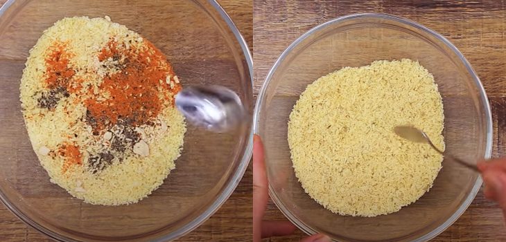 Step 1 Mix the breadcrumbs for Crispy Spicy Onion Snack