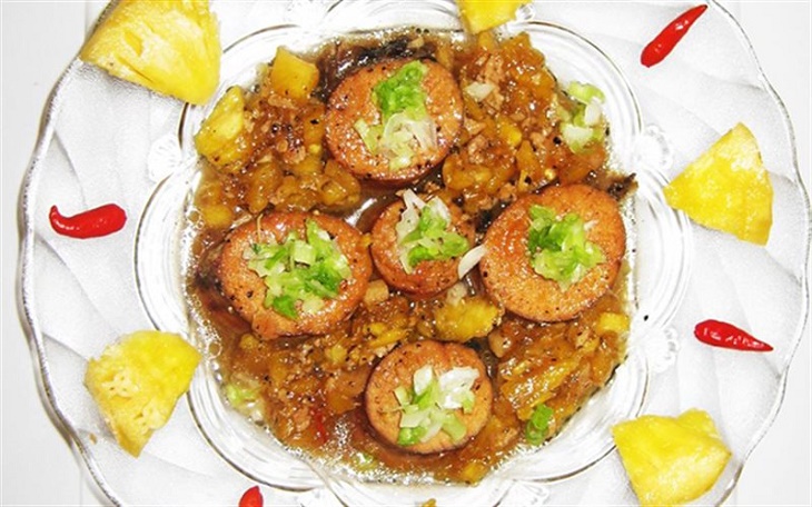 Step 4 Finished product Stewed fish roe with pineapple