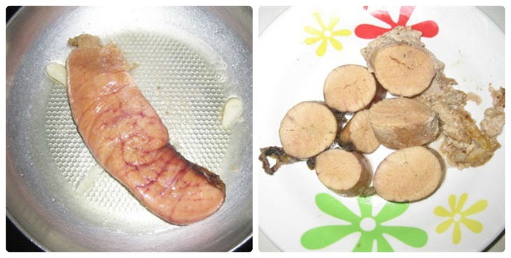 Step 2 Sauté the roe Grilled mackerel roe with pineapple