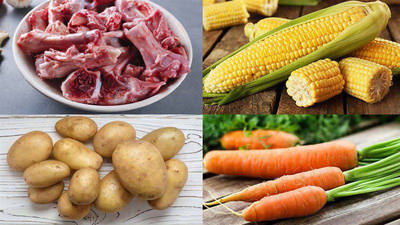 Ingredients for the dish 2 ways to cook corn soup with bone and mushroom