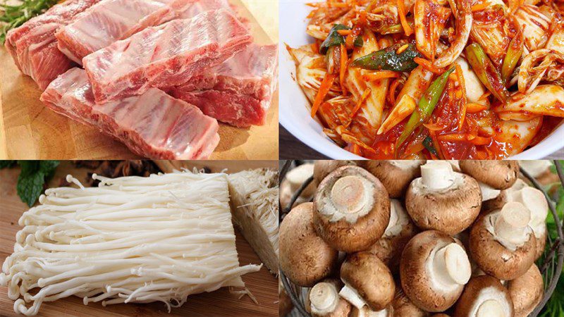Ingredients for the dish 2 ways to cook sour and spicy rib hotpot and kimchi