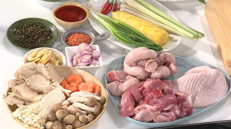 Ingredients for the dish 2 ways to cook sour and spicy rib hotpot and kimchi