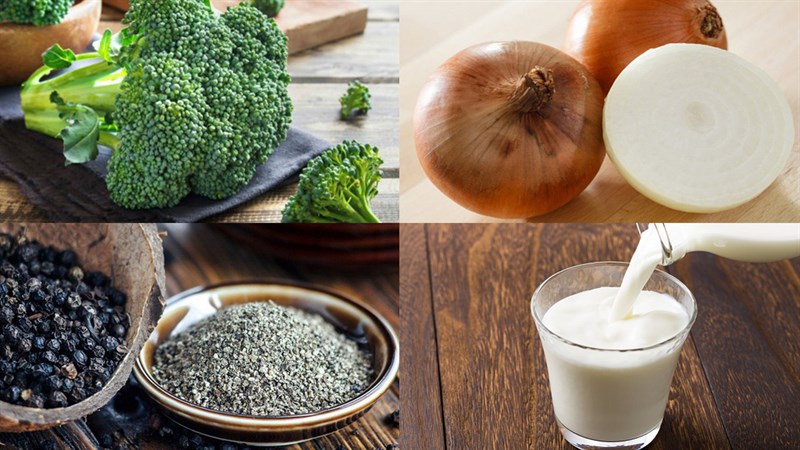 Ingredients for 2 ways to cook broccoli soup with vegetables and cream