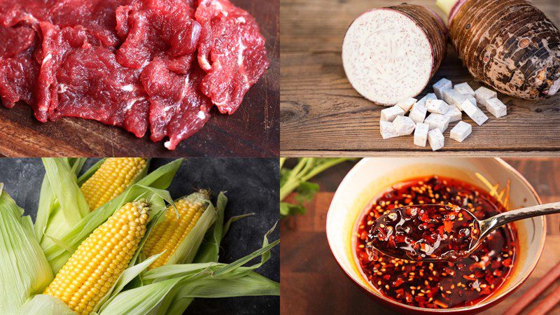 Ingredients for satay beef hot pot