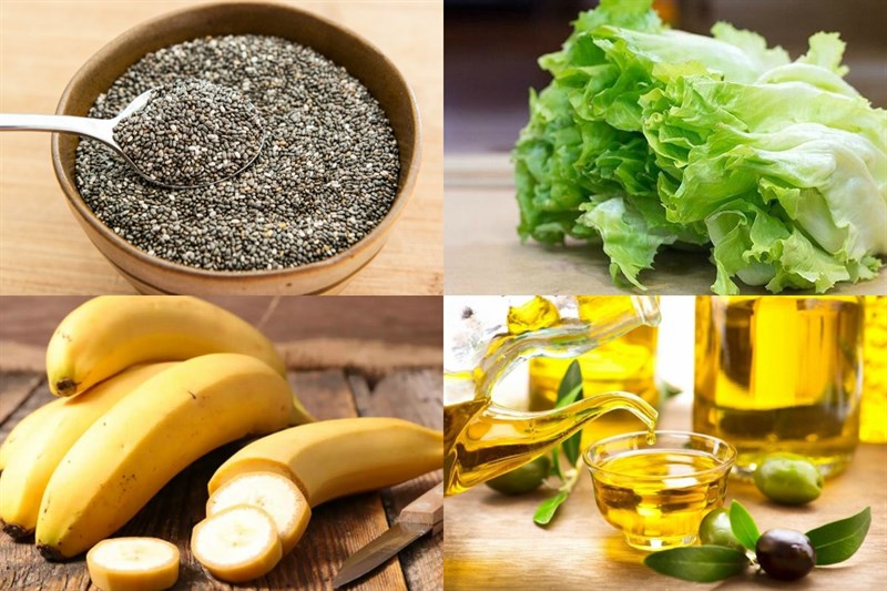 Ingredients for chia seed salad dish