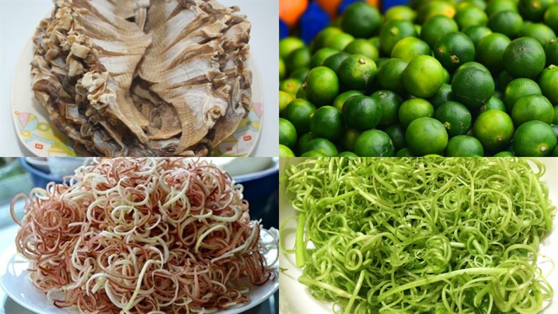 Ingredients for the dish 2 ways to cook dried stingray with sour soup