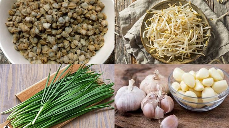 Ingredients for Stir-fried Clams with Bean Sprouts and Loofah