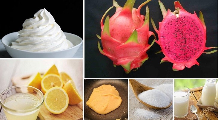 Ingredients for dragon fruit ice cream