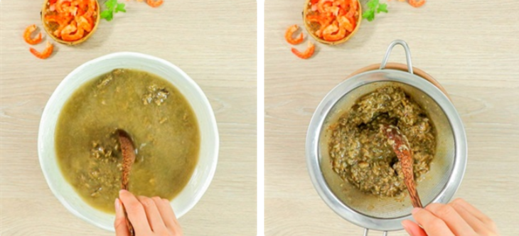 Step 2 Filter the crab and cook crab soup Crab cake
