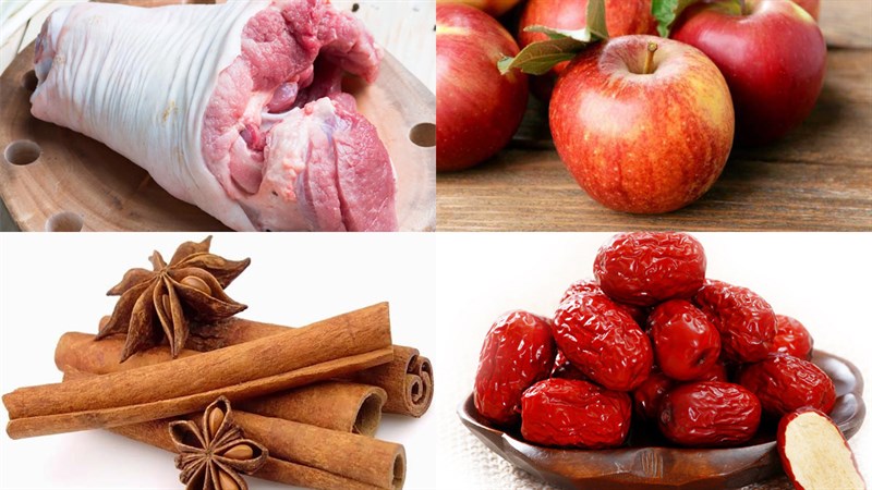 Ingredients for braised pork leg dish in German, Italian, Korean style