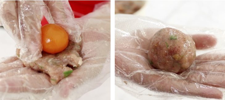Step 2 Mix the fish cake mixture Salted fish cake with salted egg