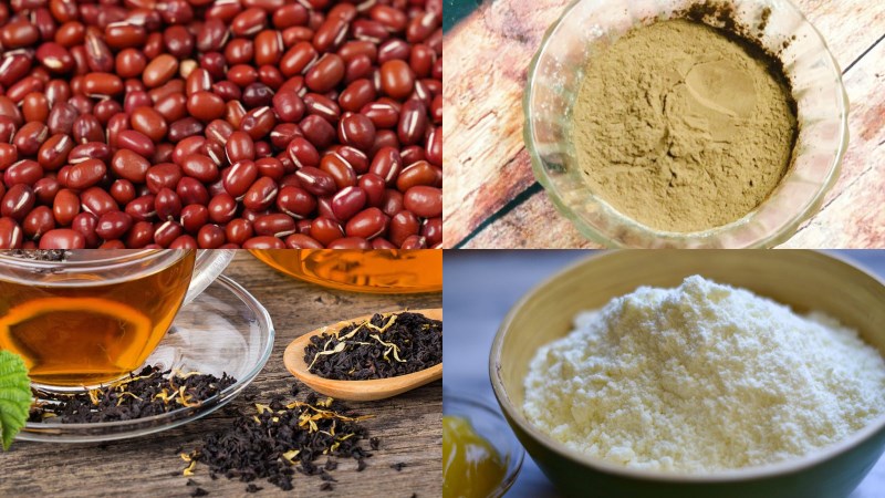 Ingredients for red bean milk tea