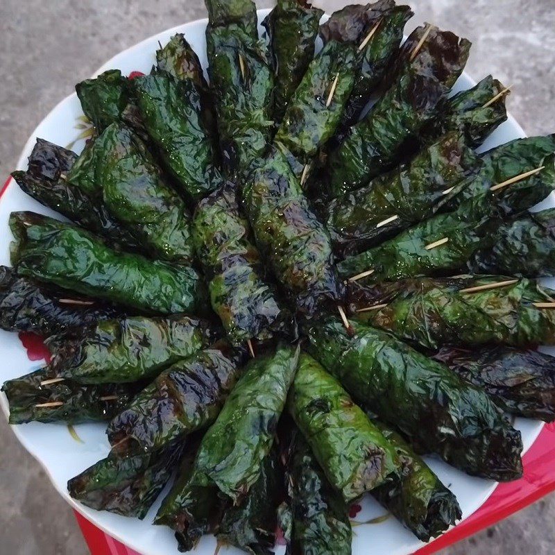 Step 5 Final Product Grilled Buffalo Meat Wrapped in Betel Leaves
